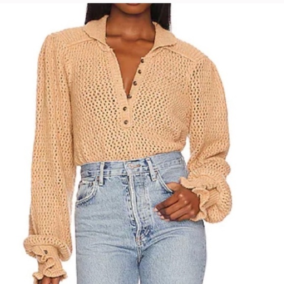 Free People Snowdrift Pullover In Camel Knit Sweater - Picture 6 of 17